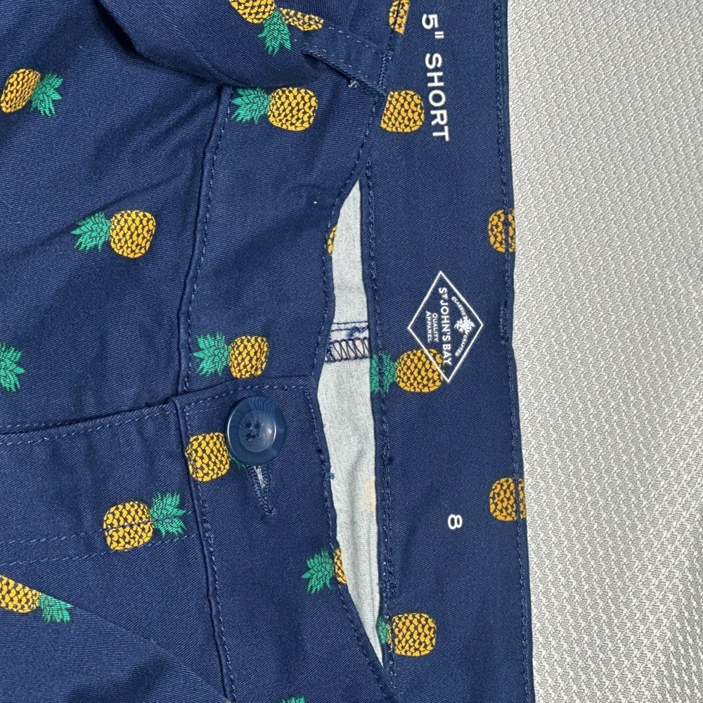 St. John's Bay Blue Pineapple Print Women Shorts - Picture 5 of 8